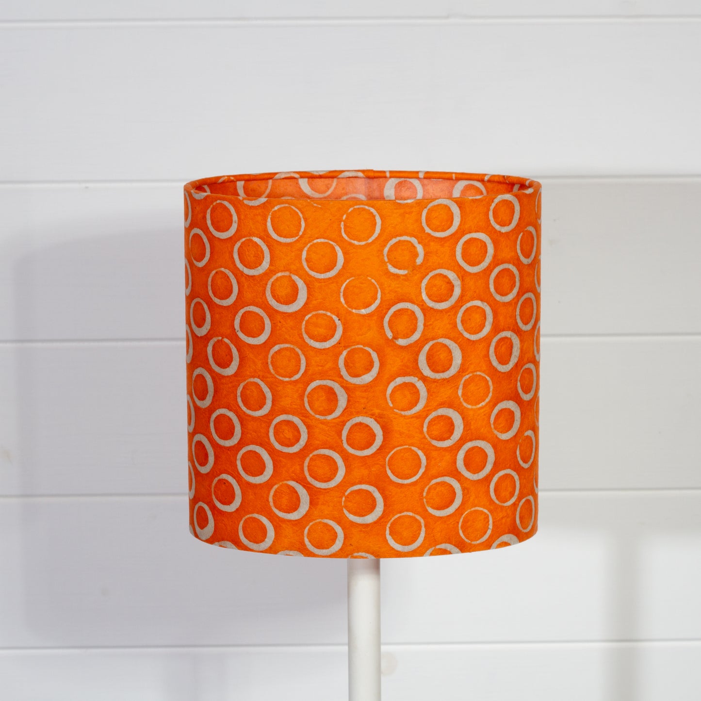 Oval Lamp Shade - P03 - Batik Orange Circles, 20cm(w) x 20cm(h) x 13cm(d)