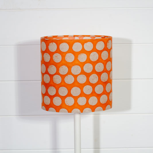 Oval Lamp Shade - B110 ~ Batik Dots on Orange, 20cm(w) x 20cm(h) x 13cm(d)