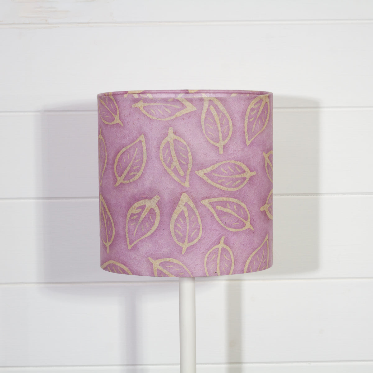 Oval Lamp Shade - P68 - Batik Leaf on Purple, 20cm(w) x 20cm(h) x 13cm(d)