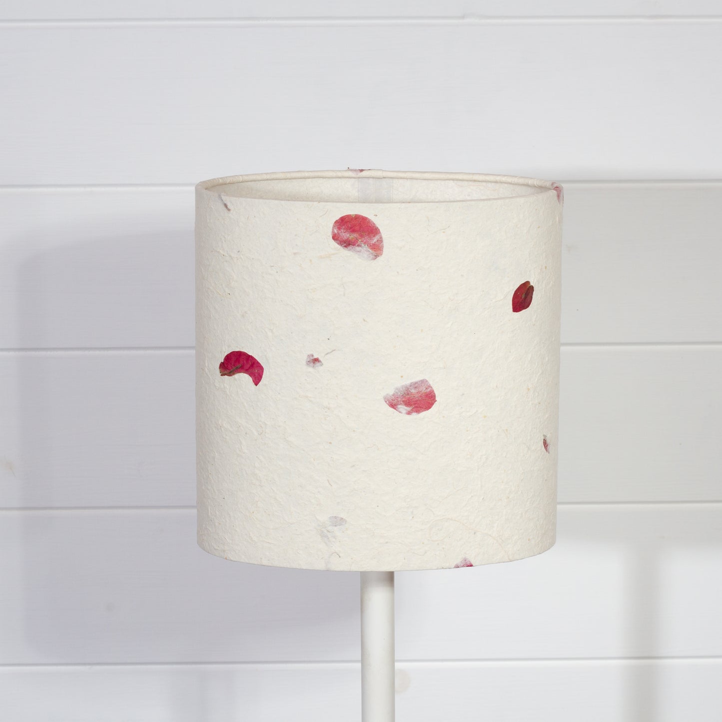 Oval Lamp Shade - P33 - Rose Petals on Natural Lokta, 20cm(w) x 20cm(h) x 13cm(d)
