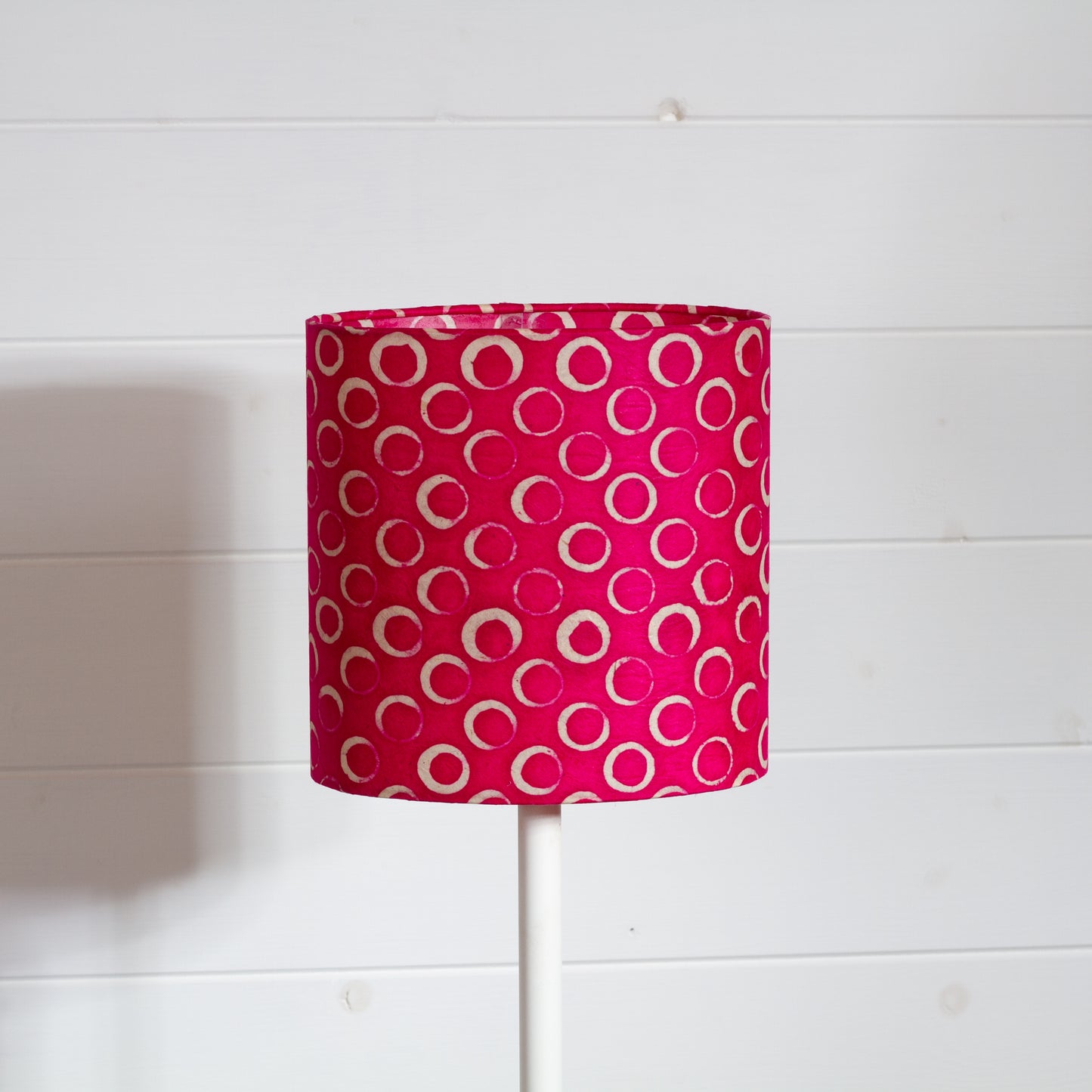 Oval Lamp Shade - B140 ~ Batik Circles Hot Pink, 20cm(w) x 20cm(h) x 13cm(d)