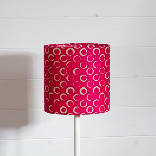 Oval Lamp Shade - B140 ~ Batik Circles Hot Pink, 20cm(w) x 20cm(h) x 13cm(d)