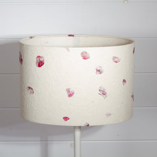 Oval Lamp Shade - P33 - Rose Petals on Natural Lokta, 30cm(w) x 20cm(h) x 22cm(d)