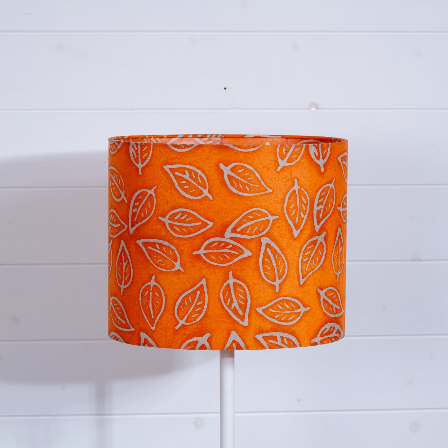 Oval Lamp Shade - B123 ~ Batik Leaf Orange, 30cm(w) x 25cm(h) x 22cm(d)