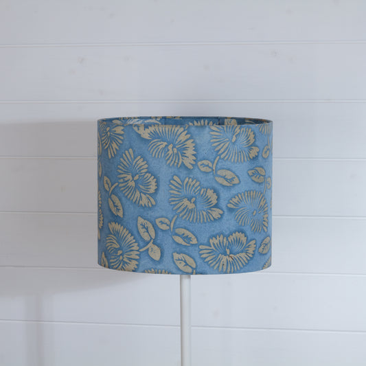 Oval Lamp Shade - B129 ~ Batik Peony Blue, 30cm(w) x 25cm(h) x 22cm(d)