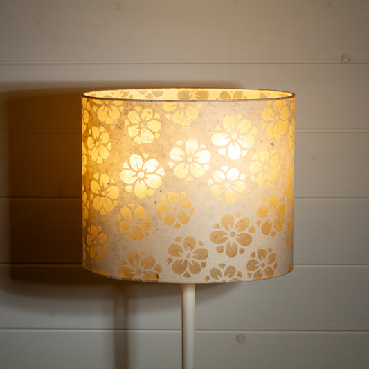 Oval Lamp Shade - P75 - Batik Star Flower Natural, 30cm(w) x 20cm(h) x 22cm(d)