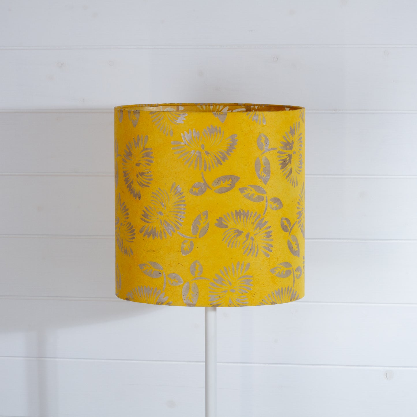 Oval Lamp Shade - B120 Batik Peony Yellow, 30cm(w) x 30cm(h) x 22cm(d)