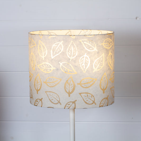 Oval Lamp Shade - P28 - Batik Leaf on Natural, 30cm(w) x 25cm(h) x 22cm(d)