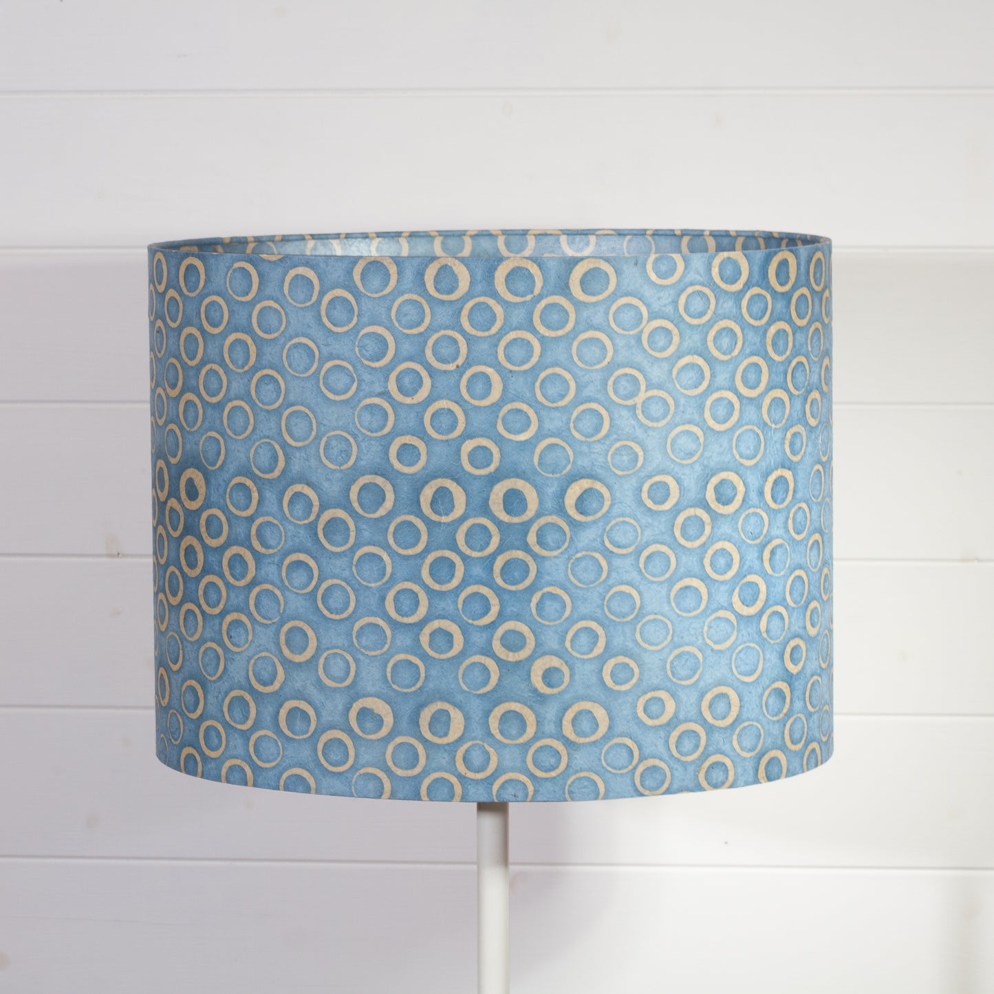 Oval Lamp Shade - P72 - Batik Blue Circles, 40cm(w) x 30cm(h) x 30cm(d)