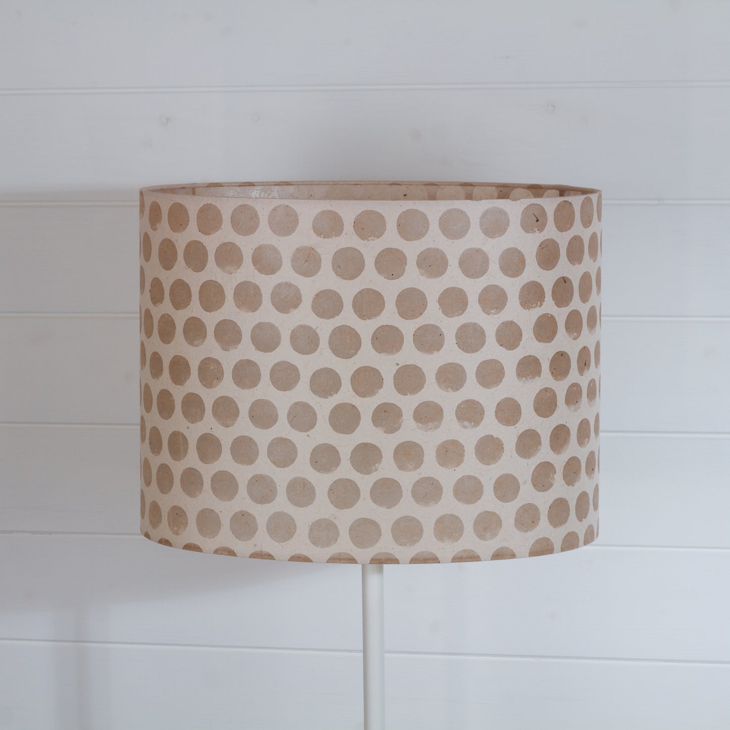 Oval Lamp Shade - P85 ~ Batik Dots on Natural, 40cm(w) x 30cm(h) x 30cm(d)