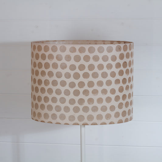 Oval Lamp Shade - P85 ~ Batik Dots on Natural, 40cm(w) x 30cm(h) x 30cm(d)