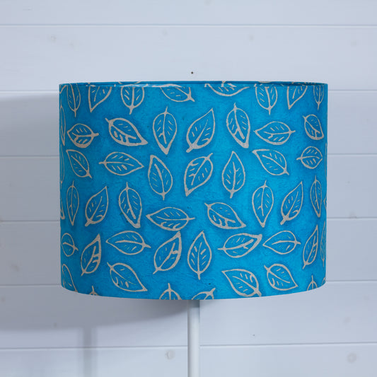Oval Lamp Shade - B125 ~ Batik Leaf Teal, 40cm(w) x 30cm(h) x 30cm(d)