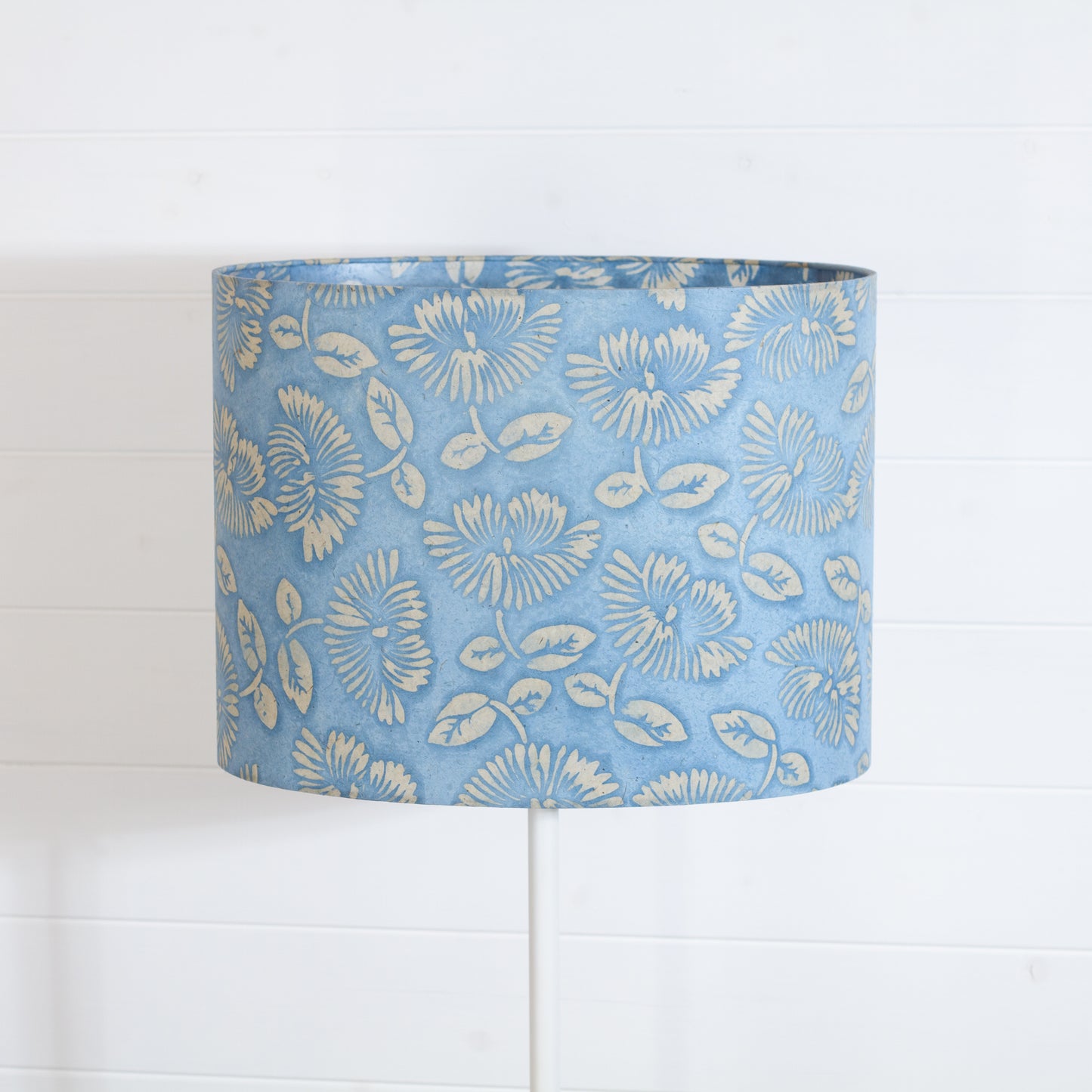 Oval Lamp Shade - B129 ~ Batik Peony Blue, 40cm(w) x 30cm(h) x 30cm(d)