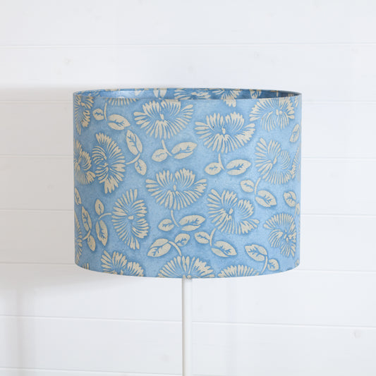 Oval Lamp Shade - B129 ~ Batik Peony Blue, 40cm(w) x 30cm(h) x 30cm(d)
