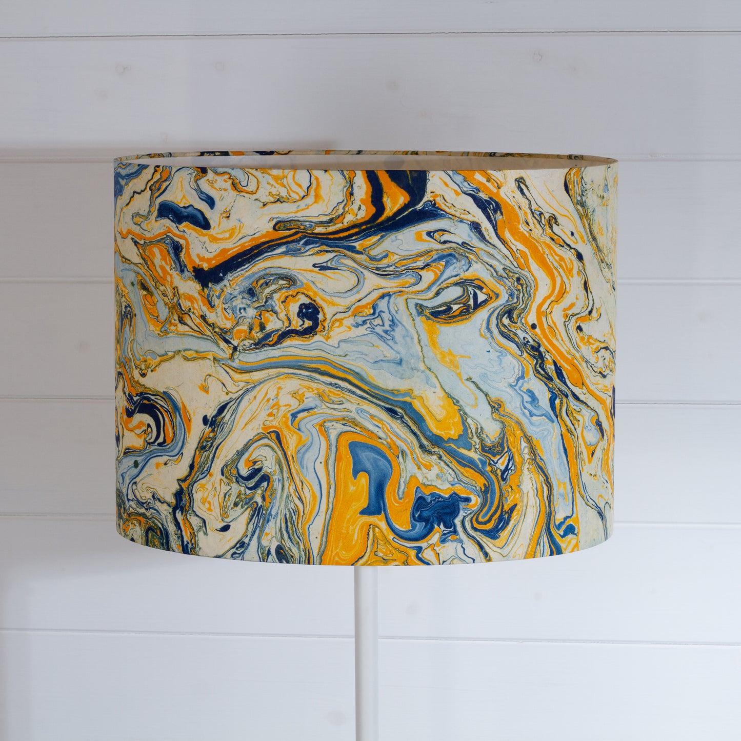 Oval Lamp Shade - B139 ~ Coastline Marble, 40cm(w) x 30cm(h) x 30cm(d)