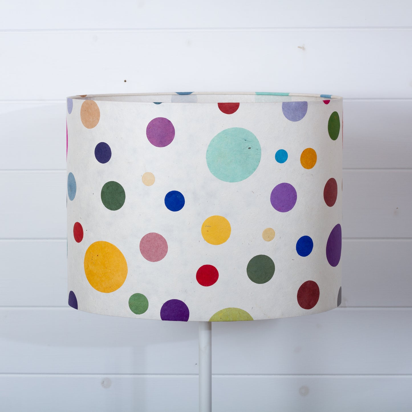 Oval Lamp Shade - P39 - Polka Dots on Natural Lokta, 40cm(w) x 30cm(h) x 30cm(d)