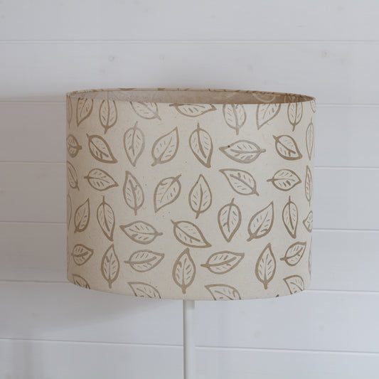 Oval Lamp Shade - P28 - Batik Leaf on Natural, 40cm(w) x 30cm(h) x 30cm(d)