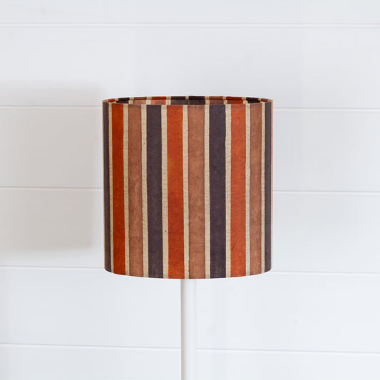 Oval Lamp Shade - P07 - Batik Stripes Brown, 20cm(w) x 20cm(h) x 13cm(d)