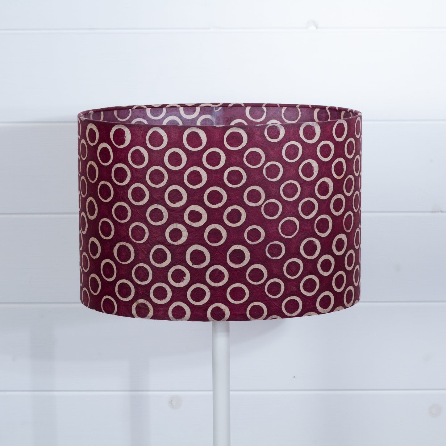 Oval Lamp Shade - P73 - Batik Cranberry Circles, 30cm(w) x 20cm(h) x 22cm(d)