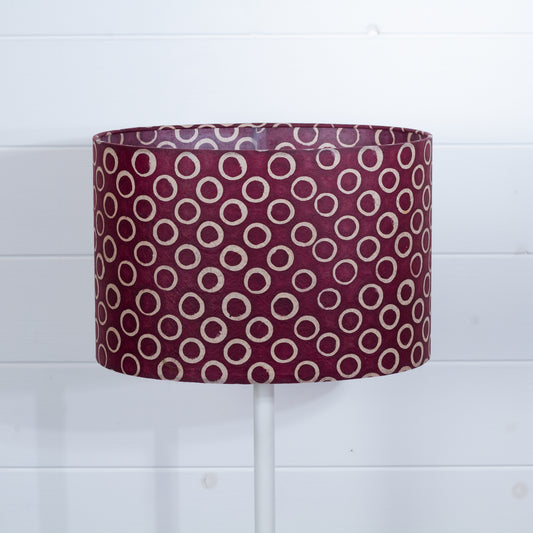 Oval Lamp Shade - P73 - Batik Cranberry Circles, 30cm(w) x 20cm(h) x 22cm(d)