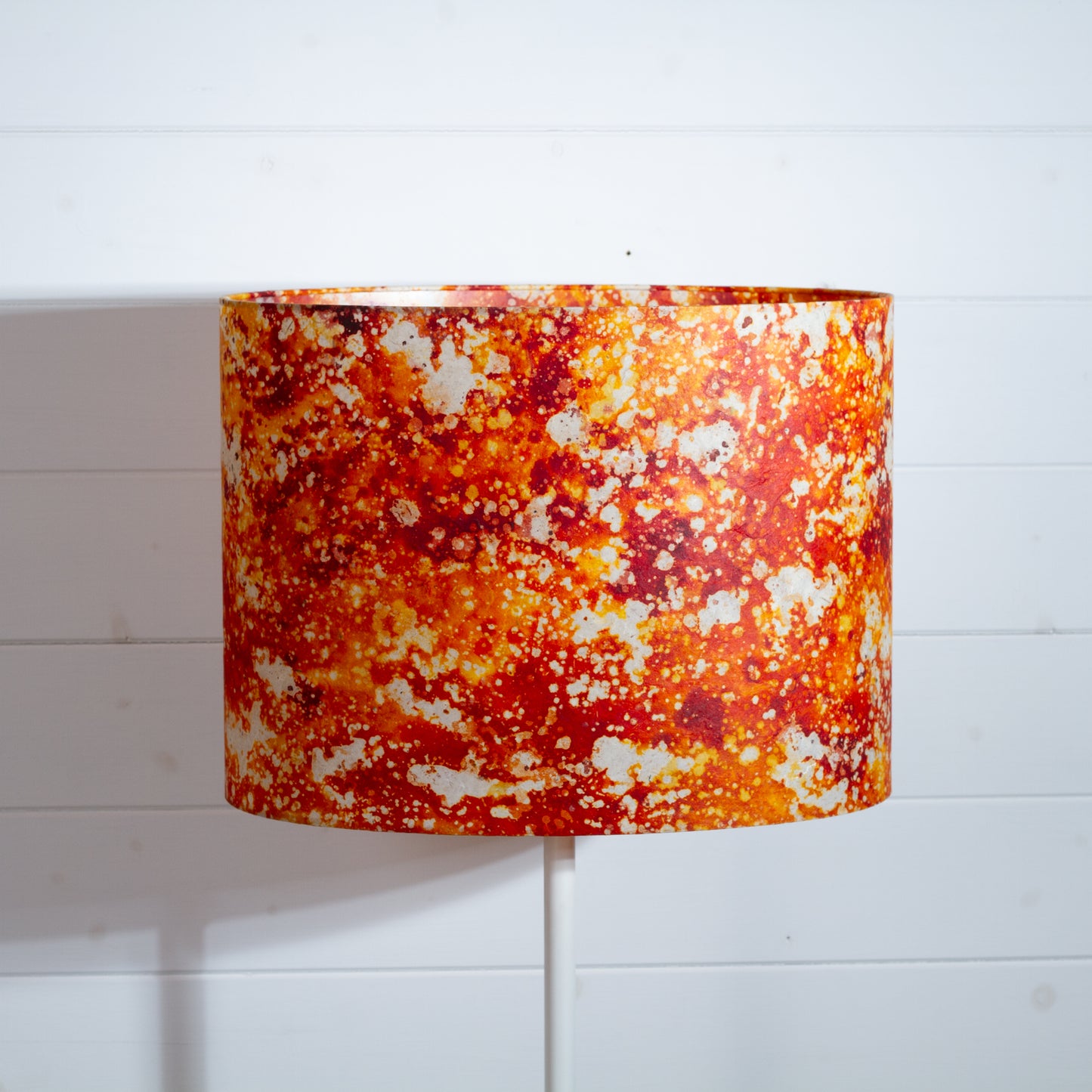 Oval Lamp Shade - B112 ~ Batik Lava Red/Orange, 40cm(w) x 30cm(h) x 30cm(d)