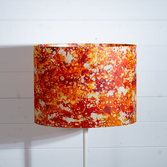 Oval Lamp Shade - B112 ~ Batik Lava Red/Orange, 40cm(w) x 30cm(h) x 30cm(d)