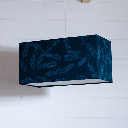 Rectangle Lamp Shade - B106 ~ Resistance Dyed Teal Fern, 40cm(w) x 20cm(h) x 20cm(d)