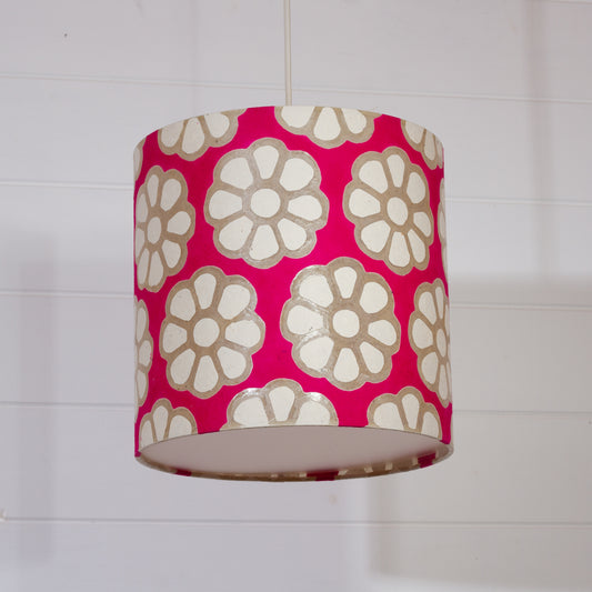 Drum Lamp Shade - P22 - Batik Big Flower on Hot Pink, 25cm x 25cm
