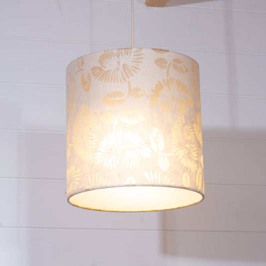 Drum Lamp Shade - P09 - Batik Peony on Natural, 25cm x 25cm