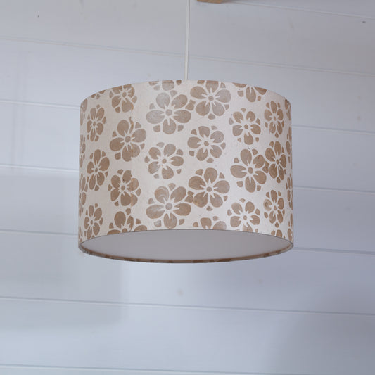Drum Lamp Shade - P75 - Batik Star Flower Natural, 30cm(d) x 20cm(h)