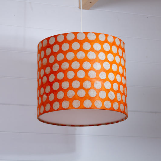 Drum Lamp Shade - B110 ~ Batik Dots on Orange, 30cm(d) x 25cm(h)