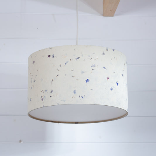 Drum Lamp Shade - P34 - Cornflower Petals on Natural Lokta, 35cm(d) x 20cm(h)