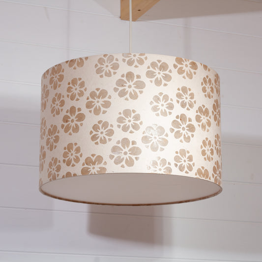 Drum Lamp Shade - P75 ~ Batik Star Flower Natural, 40cm(d) x 25cm(h)