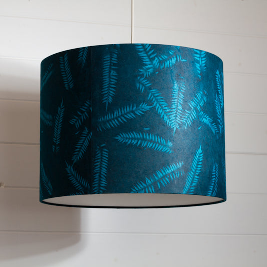 Drum Lamp Shade - B106 ~ Resistance Dyed Teal Fern, 40cm(d) x 30cm(h)