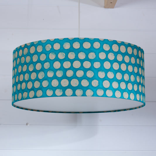 Drum Lamp Shade - P97 - Batik Dots on Cyan, 50cm(d) x 20cm(h)