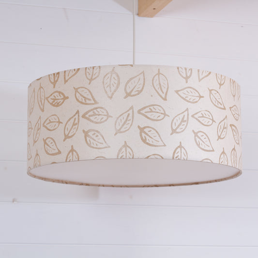 Drum Lamp Shade - P28 - Batik Leaf on Natural, 50cm(d) x 20cm(h)
