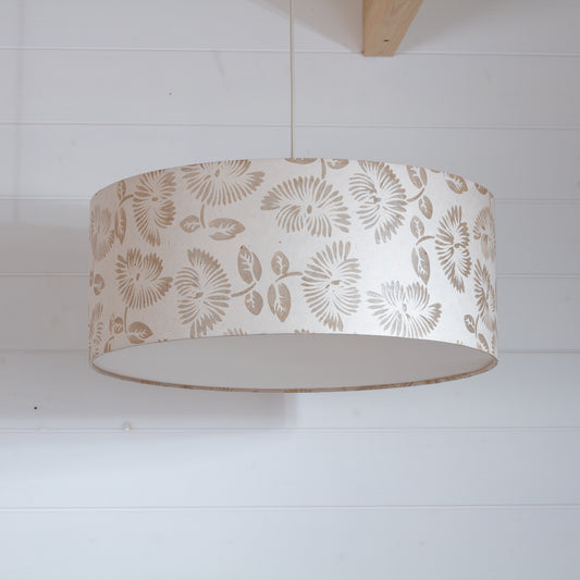 Drum Lamp Shade - P09 - Batik Peony on Natural, 50cm(d) x 20cm(h)