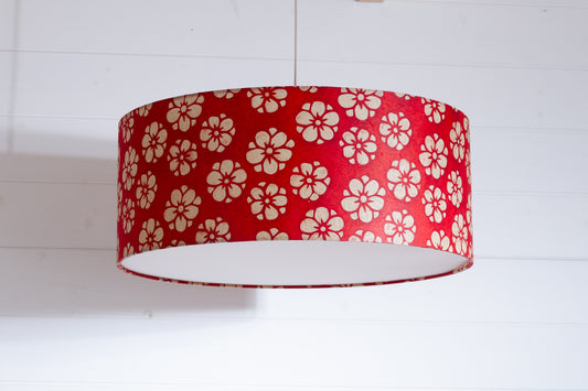 Drum Lamp Shade - P76 - Batik Star Flower Red, 50cm(d) x 20cm(h)