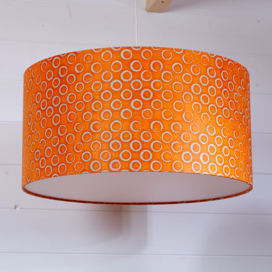 Drum Lamp Shade - P03 - Batik Orange Circles, 50cm(d) x 25cm(h)