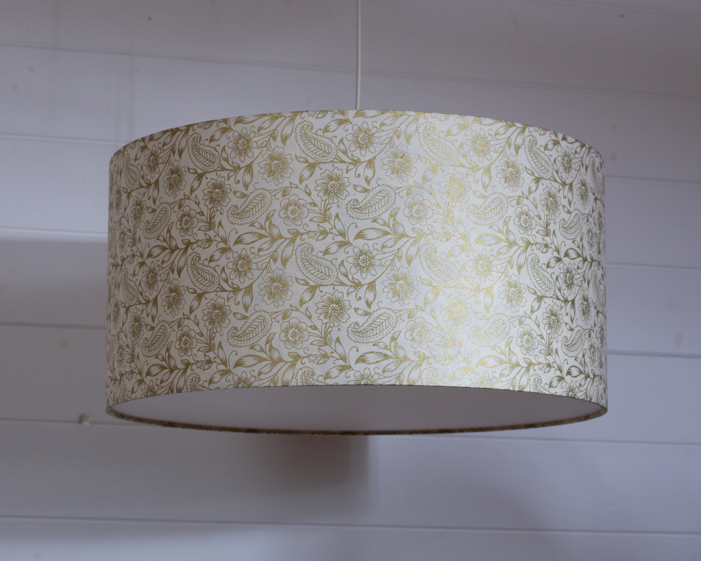 Drum Lamp Shade - B135 ~ Gold Birds, 50cm(d) x 25cm(h)