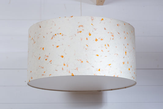 Drum Lamp Shade - P32 - Marigold Petals on Natural Lokta, 50cm(d) x 25cm(h)