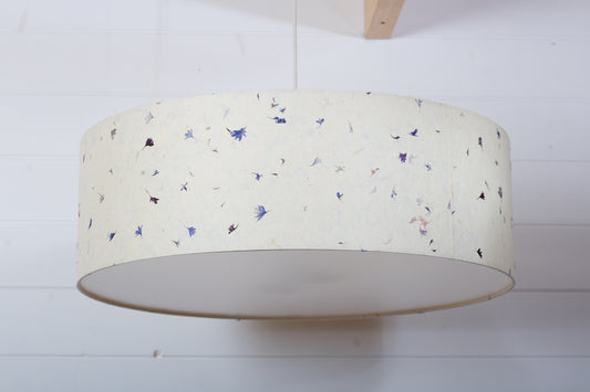 Drum Lamp Shade - P34 - Cornflower Petals on Natural Lokta, 60cm(d) x 20cm(h)