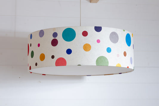 Drum Lamp Shade - P39 - Polka Dots on Natural Lokta, 60cm(d) x 20cm(h)