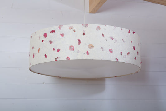 Drum Lamp Shade - P33 - Rose Petals on Natural Lokta, 60cm(d) x 20cm(h)