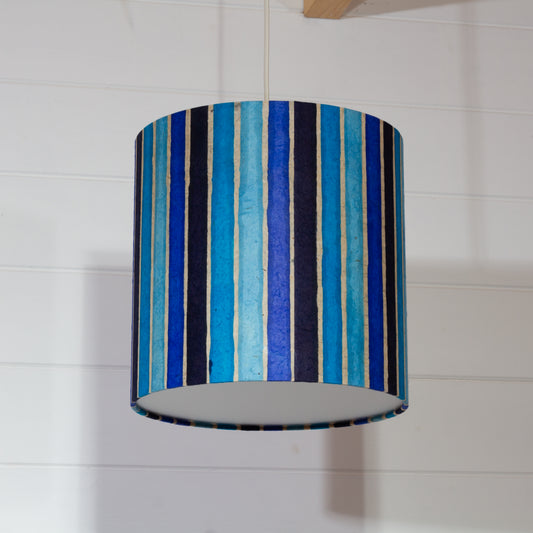 Drum Lamp Shade - P05 - Batik Stripes Blue, 25cm x 25cm