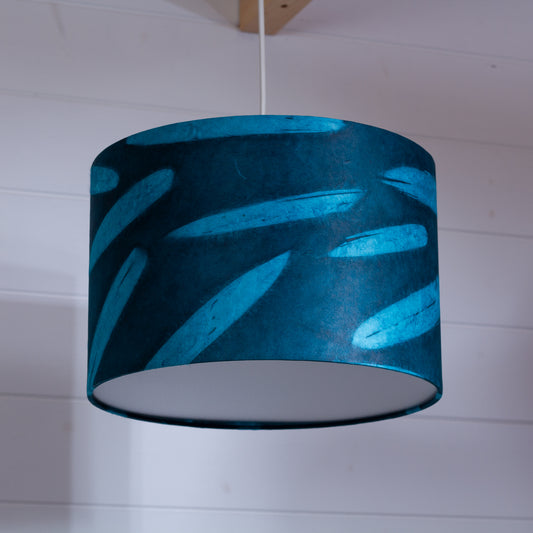 Drum Lamp Shade - P99 - Resistance Dyed Teal Bamboo, 30cm(d) x 20cm(h)
