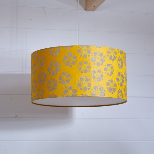 Drum Lamp Shade - B128 ~ Batik Star Flower Yellow, 40cm(d) x 20cm(h)