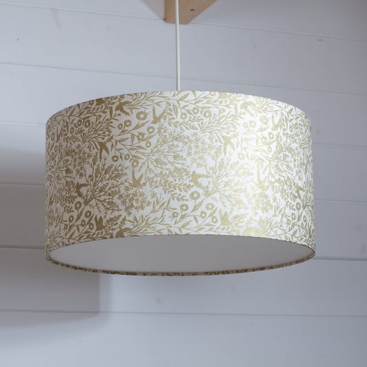 Drum Lamp Shade - B135 ~ Gold Birds, 40cm(d) x 20cm(h)