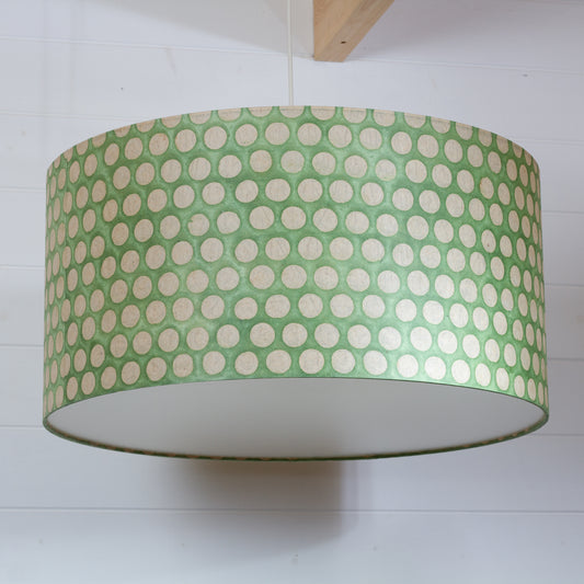 Drum Lamp Shade - P87 ~ Batik Dots on Green, 60cm(d) x 30cm(h)