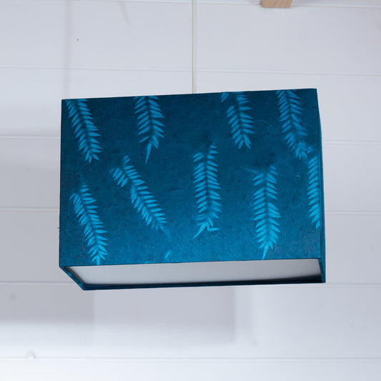 Rectangle Lamp Shade - B106 ~ Resistance Dyed Teal Fern, 30cm(w) x 20cm(h) x 15cm(d)